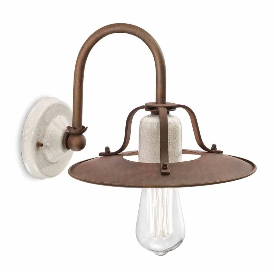 Applique industrielle stil, metal og keramik Ferroluce Viadurini
