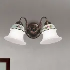 Vintage jern, glas og keramik væglampe Håndmalet indretning - Ferrara Viadurini