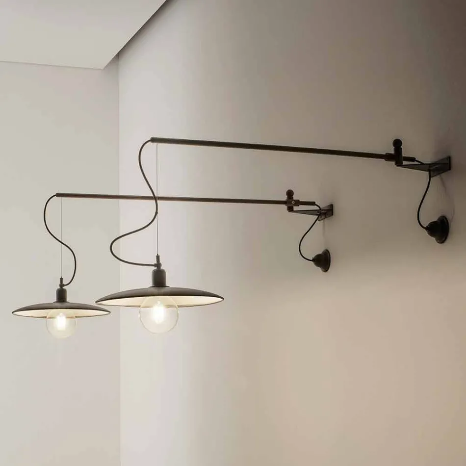 Væglampe i vintage messing med bevægelig arm - Meridiana Aldo Bernardi Viadurini