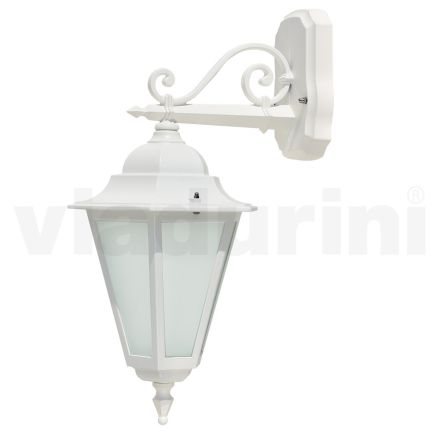 Vintage udendørs væglampe i hvid aluminium lavet i Italien - Terella Viadurini