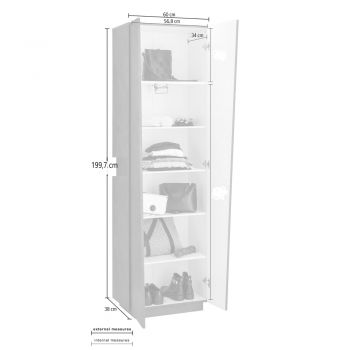 2-dørs garderobeskab i bæredygtigt hvidt eller skifermelamintræ - Joris