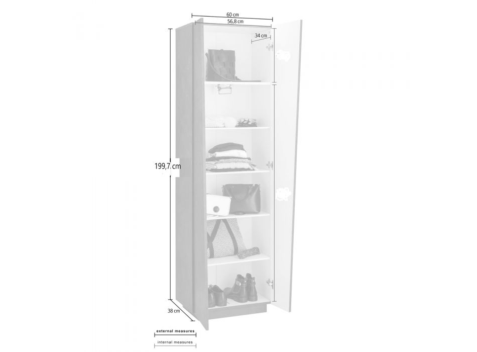 2-dørs garderobeskab i bæredygtigt hvidt eller skifermelamintræ - Joris Viadurini
