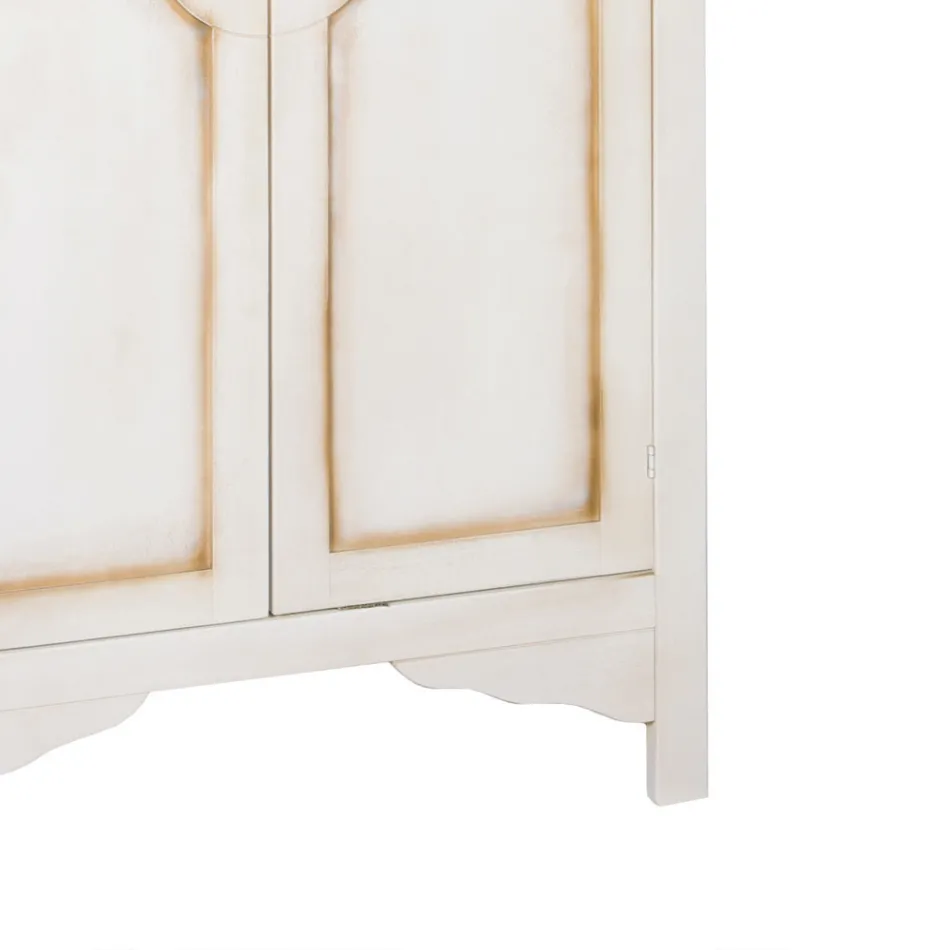 Patineret hvidt trægarderobeskab med 2 døre lavet i Italien - Agni Viadurini