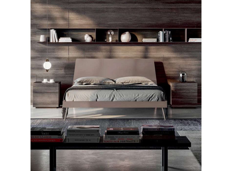 Dobbelt soveværelsesmøbler med 5 elementer fremstillet i Italien - Scampia Viadurini