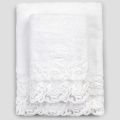Hvid bomuldsfrottéhåndklæder med blonder, 2 stykker italiensk luksus - Sposi