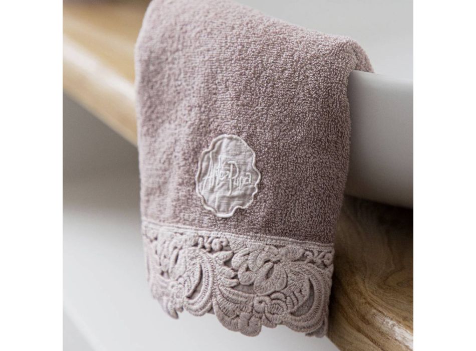 Ansigts- og gæstehåndklæder og badehåndklæde i Cotton Terry og Armonia Blonder - Frollo