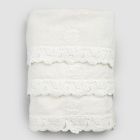 Armonia ansigtshåndklæder i bomuld og blonder, gæstehåndklæder og badehåndklæder - Frollo Viadurini