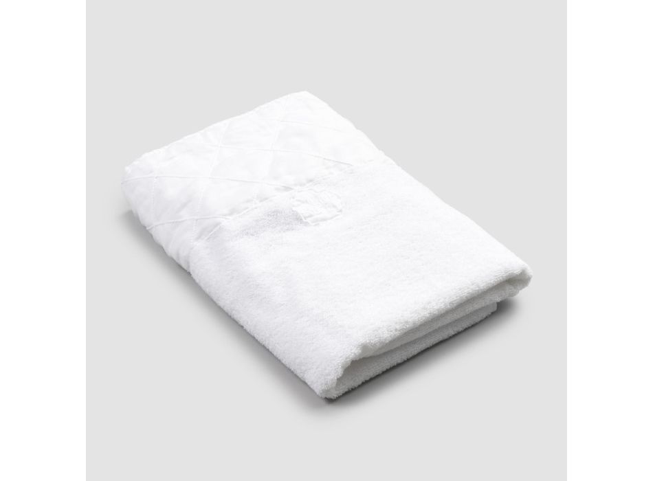 Ansigtshåndklæde i hvid bomuldsfrotté med geometrisk dekor - Gimmy