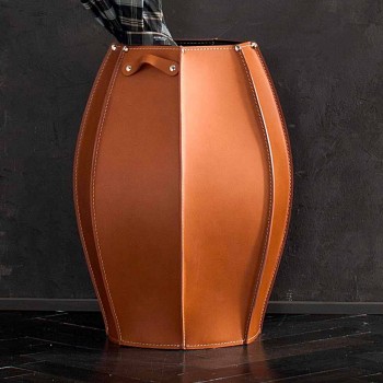 Audrey paraply står med moderne design i læder, lavet i Italien