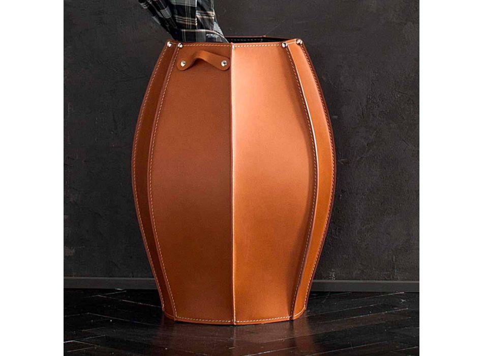 Audrey paraply står med moderne design i læder, lavet i Italien