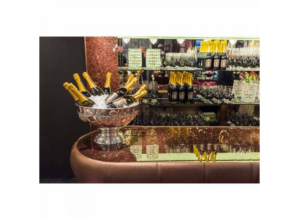 Baretæller med glitterglasplade Fremstillet i Italien, luksus - Calcutta Viadurini