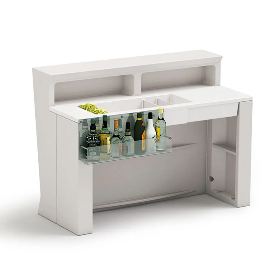 Lysende bardisk med tilbehør til organisering og flaskeholder - Rapport Viadurini