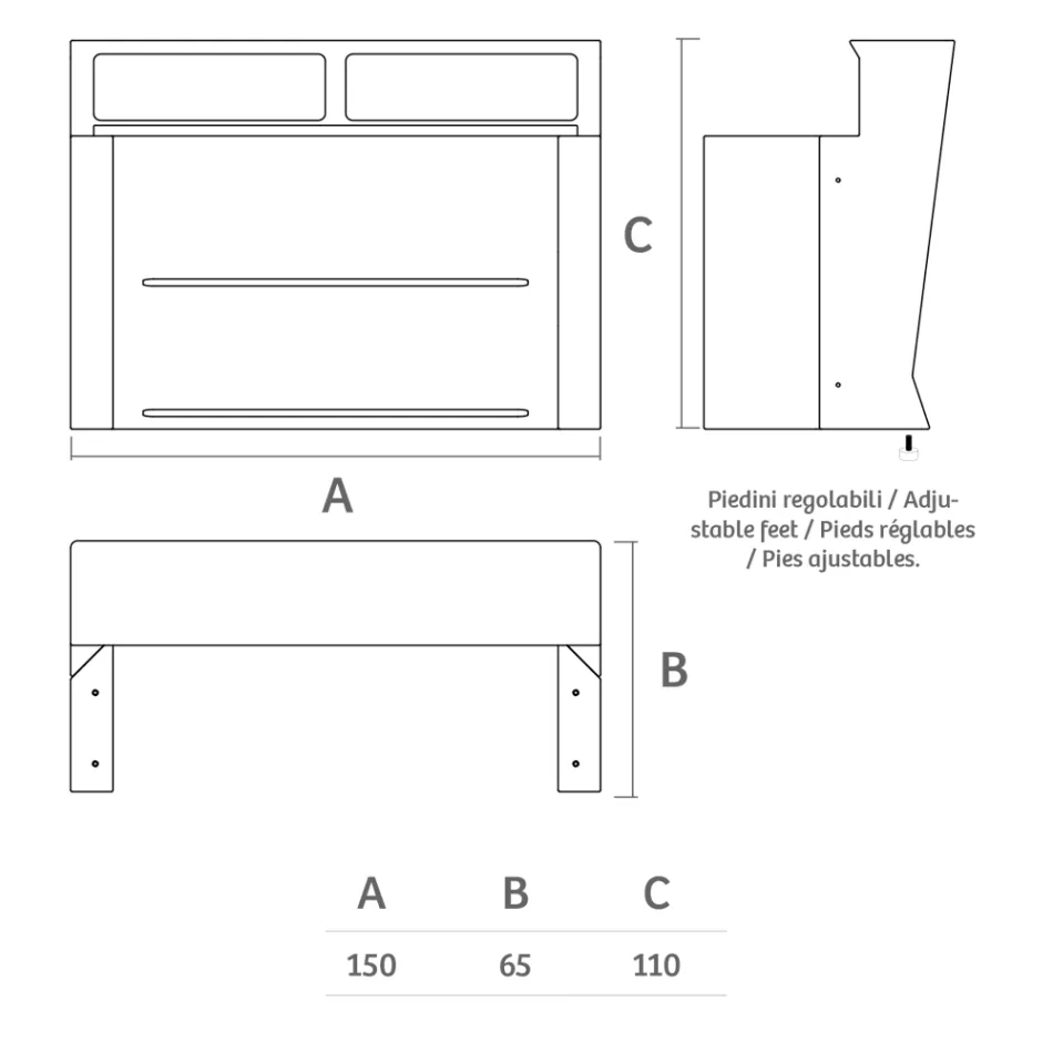 Lysende bardisk med tilbehør til organisering og flaskeholder - Rapport Viadurini