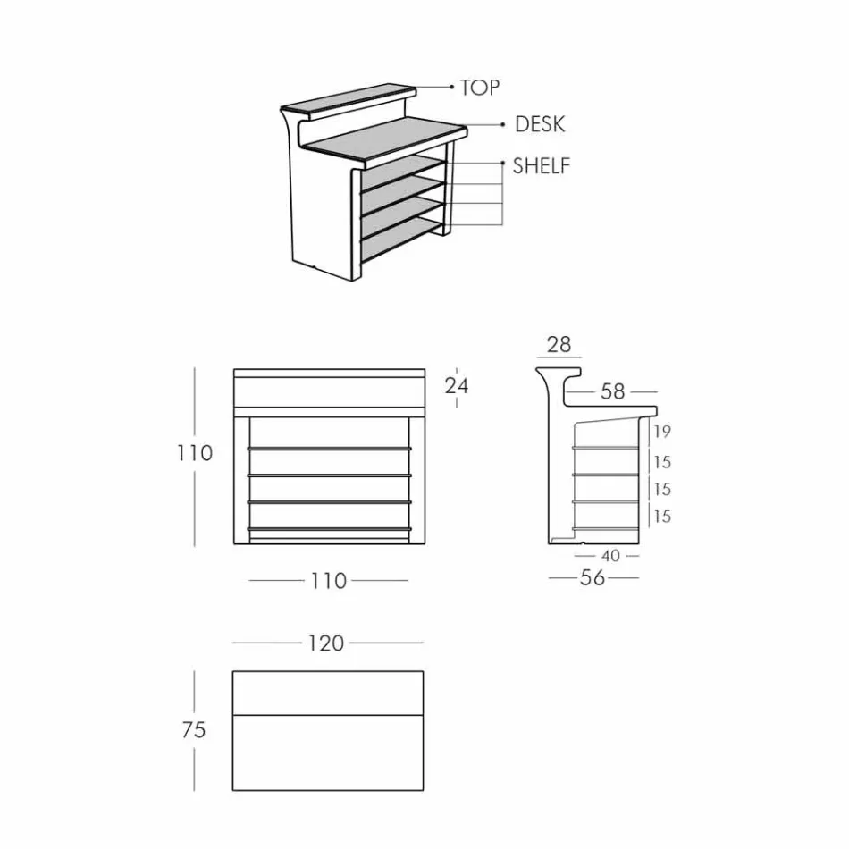 Moderne stil bar disk Slide Break Line lyst lavet i Italien Viadurini