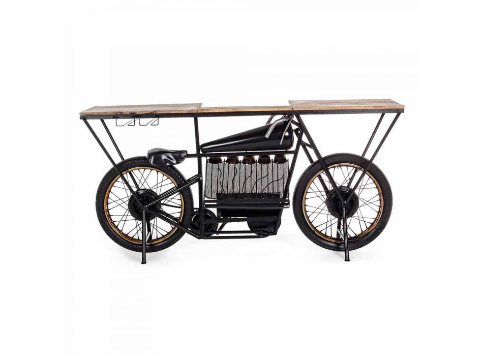 Konsolstang til moderne design i motorcykel i mangotræ og stål - sjalot Viadurini