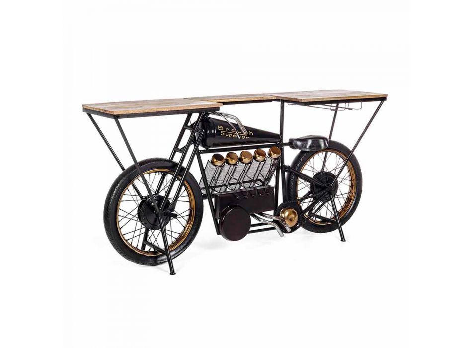 Konsolstang til moderne design i motorcykel i mangotræ og stål - sjalot Viadurini