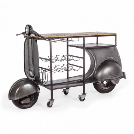 Stangkonsol i mangotræ og Vespa i stål af moderne design - sjalot Viadurini