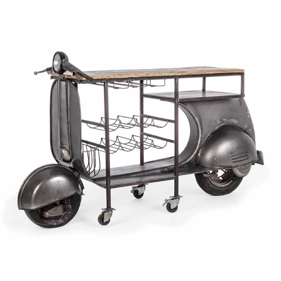 Stangkonsol i mangotræ og Vespa i stål af moderne design - sjalot Viadurini