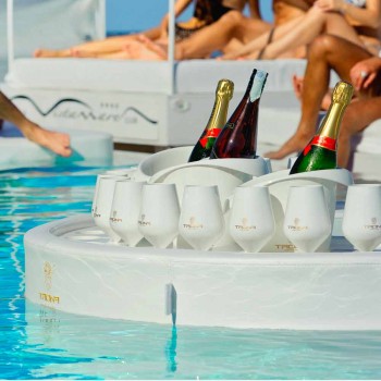 Bar ved pool Trona imiteret læder hvid nautiske og plexiglas