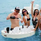 Trona flydende bar i hvid nautisk økologisk læder og plexiglas Viadurini