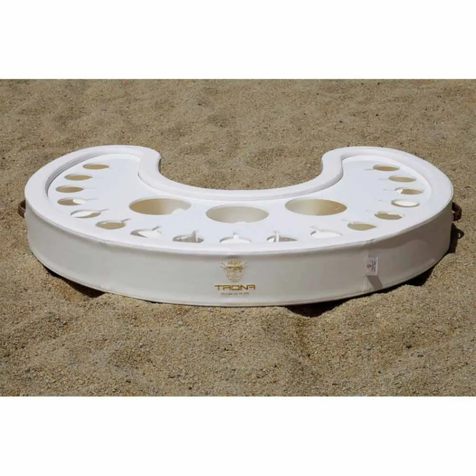 Trona flydende bar i hvid nautisk økologisk læder og plexiglas Viadurini