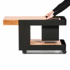 Moderne mobil bar på hjuldesign med træ- og stålbord - Giancalliope Viadurini