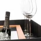 Moderne mobil bar på hjuldesign med træ- og stålbord - Giancalliope Viadurini