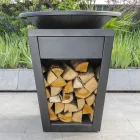 Træforbrændende grill med kogeplade og træholderrum - Ferran Viadurini