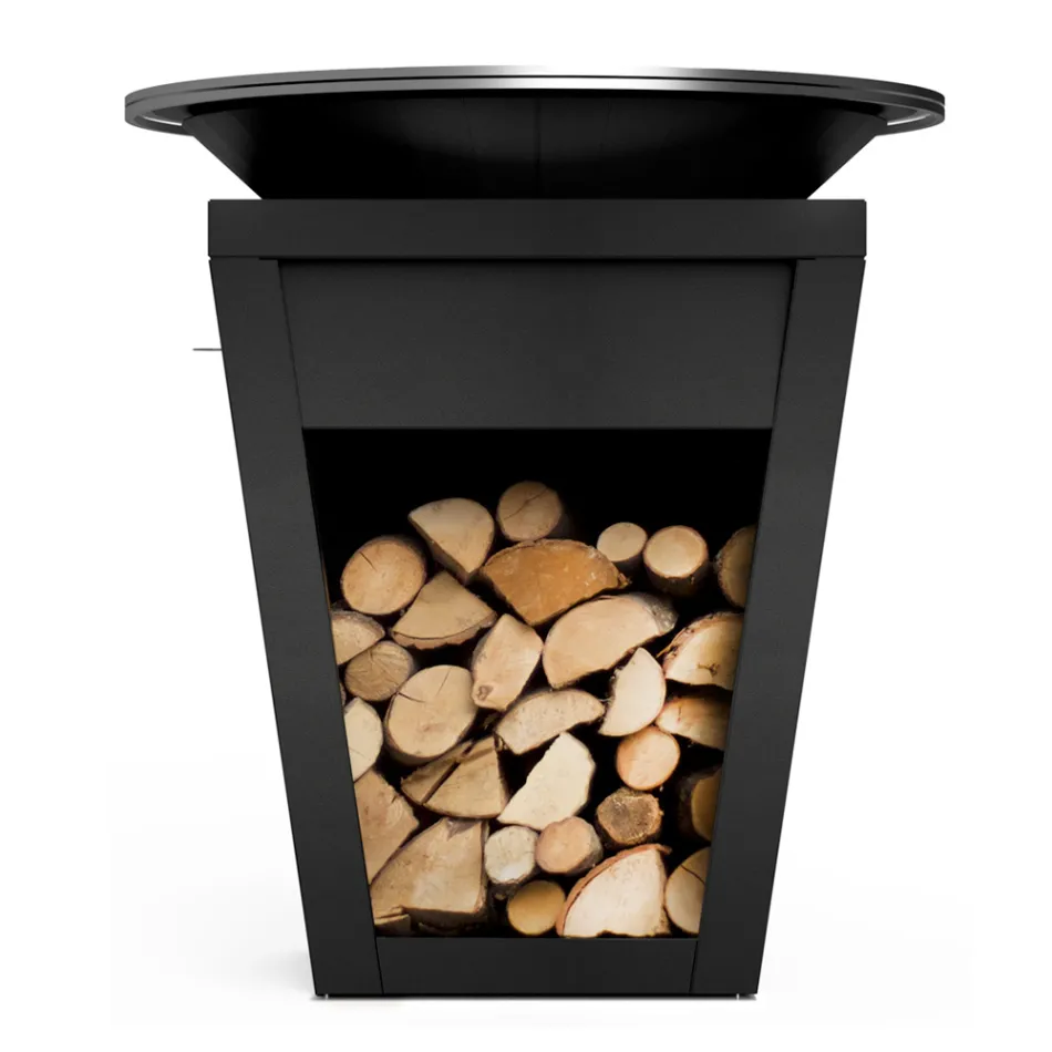 Træforbrændende grill med kogeplade og træholderrum - Ferran Viadurini