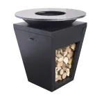 Træforbrændende grill med kogeplade og træholderrum - Ferran Viadurini