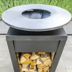 Træforbrændende grill med kogeplade og træholderrum - Ferran Viadurini