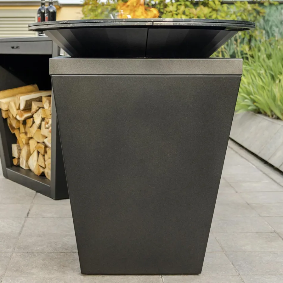 Træforbrændende grill med kogeplade og træholderrum - Ferran Viadurini