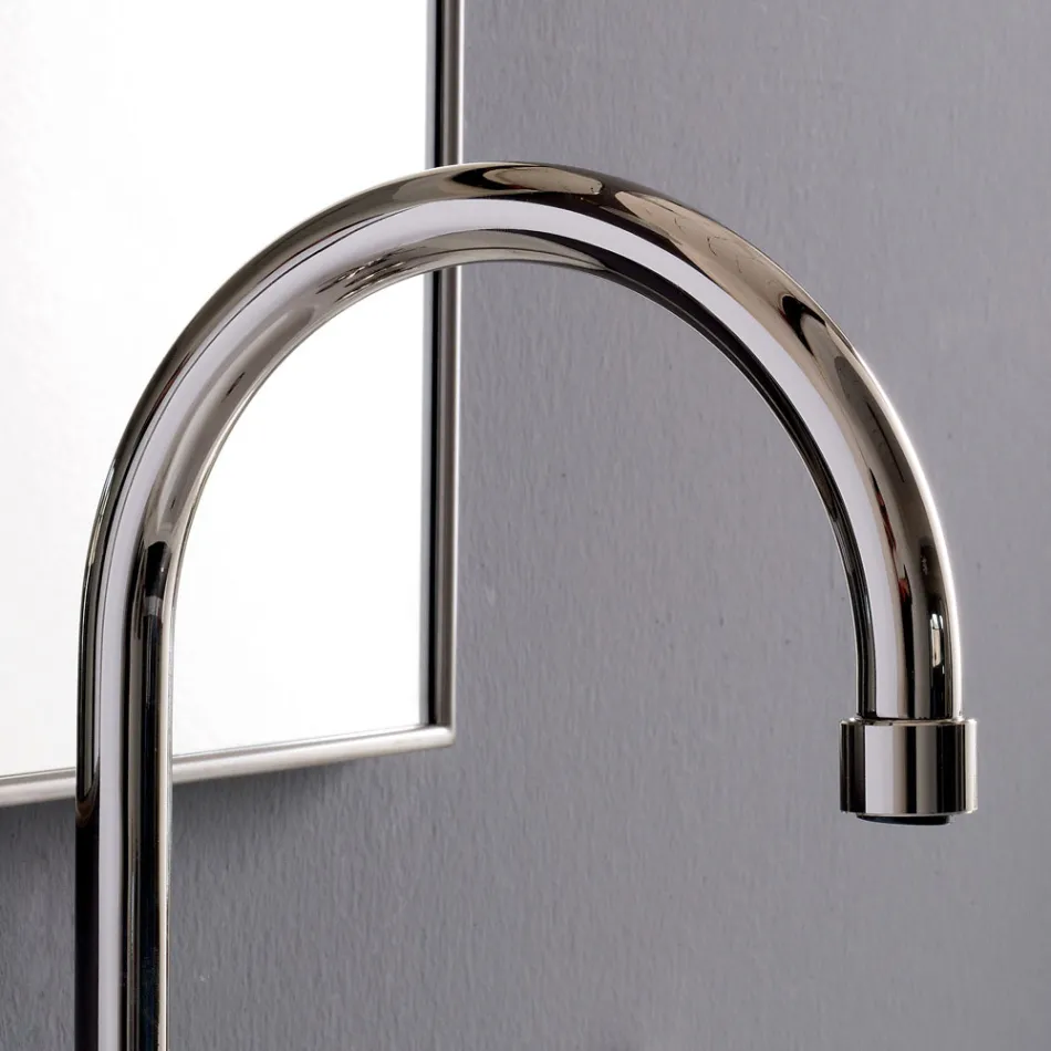 3-huls håndvaskarmatur med høj tud i nikkel finish Made in Italy - Rød Viadurini