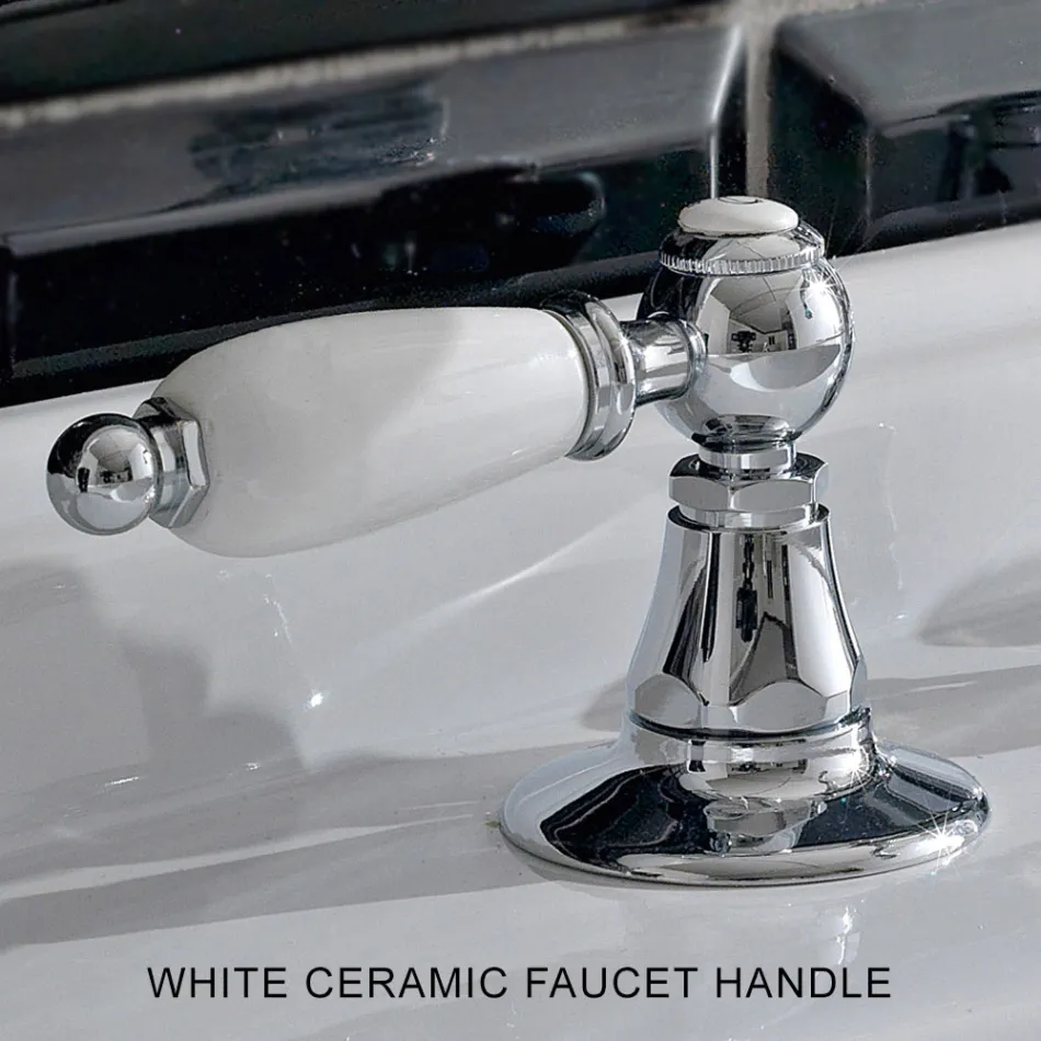 3-hullers håndvaskarmatur med klassiske greb i håndlavet messing - Noriana Viadurini