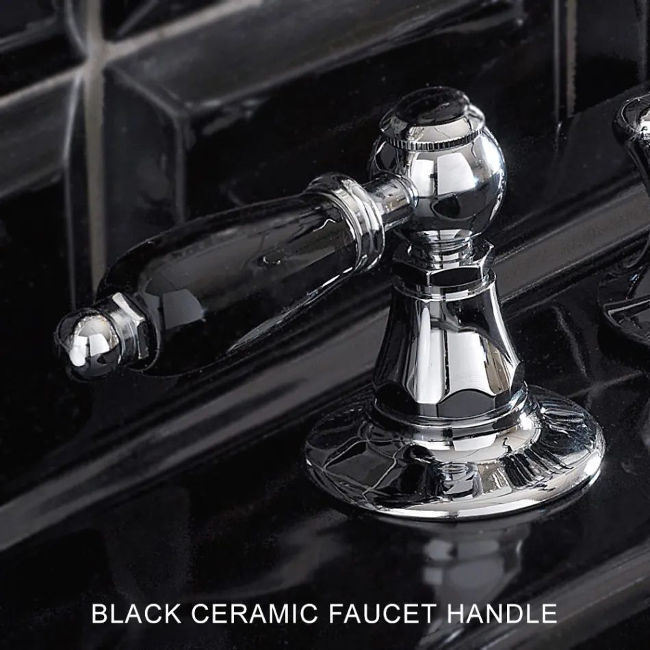 3-hullers håndvaskarmatur med klassiske greb i håndlavet messing - Noriana Viadurini