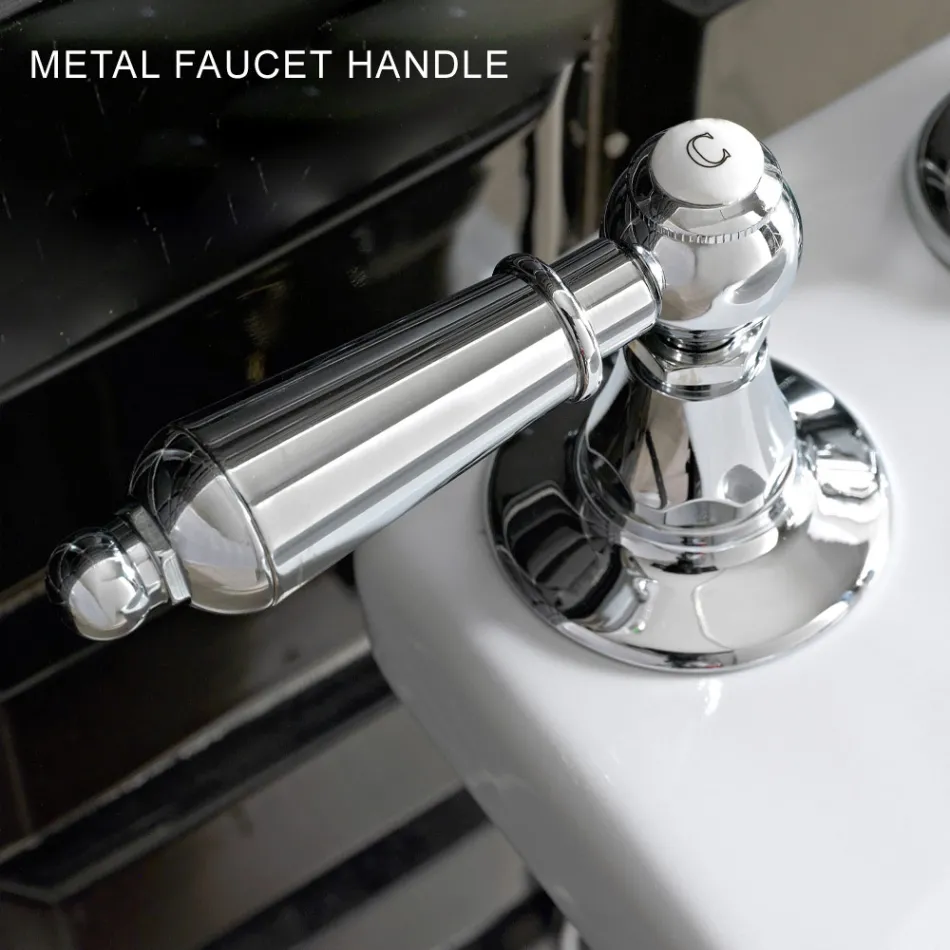 3-hullers håndvaskarmatur med klassiske greb i håndlavet messing - Noriana Viadurini