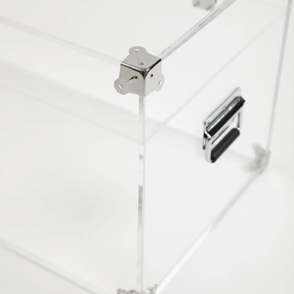 Designstamme i gennemsigtig akrylkrystal og moderne stål - Dante Viadurini