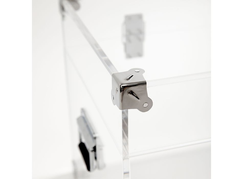 Designstamme i gennemsigtig akrylkrystal og moderne stål - Dante Viadurini