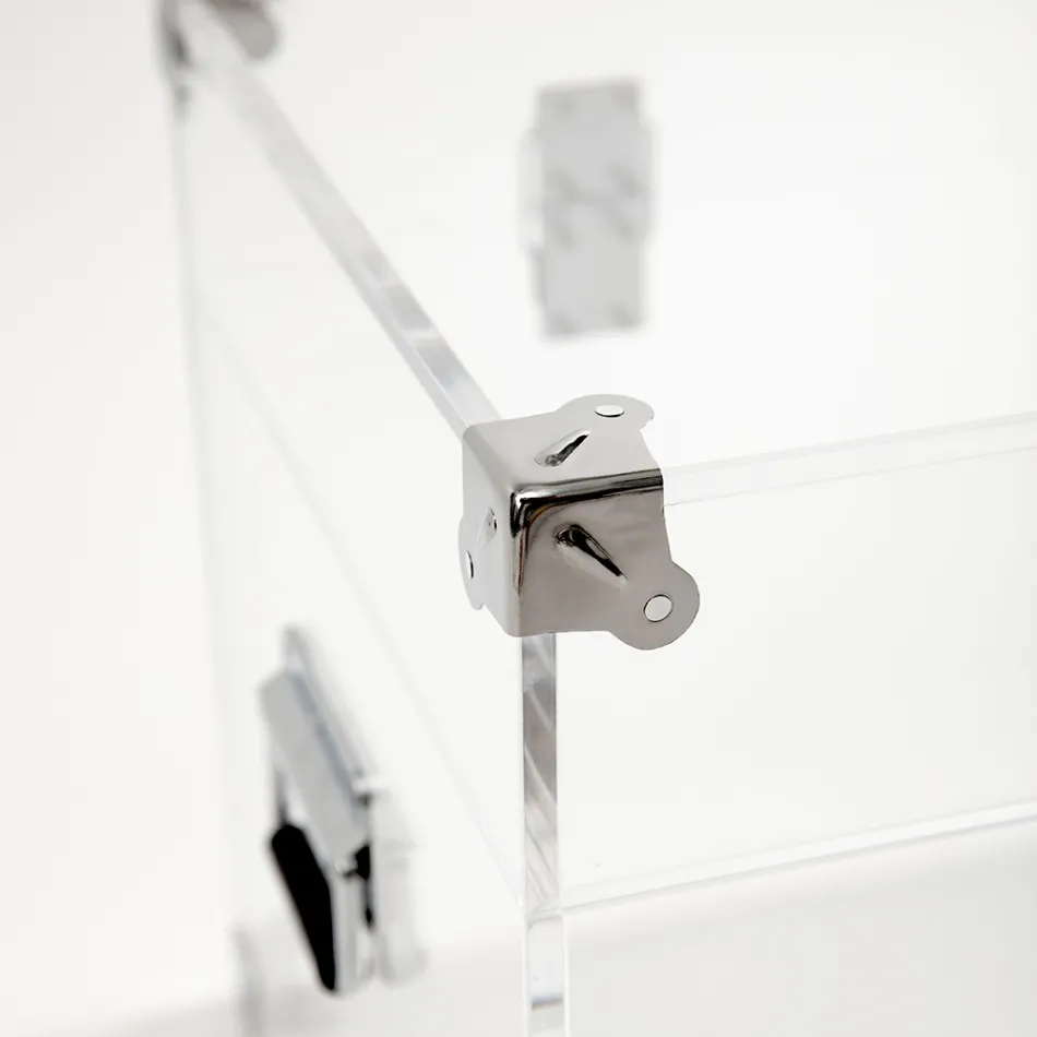 Designstamme i gennemsigtig akrylkrystal og moderne stål - Dante Viadurini