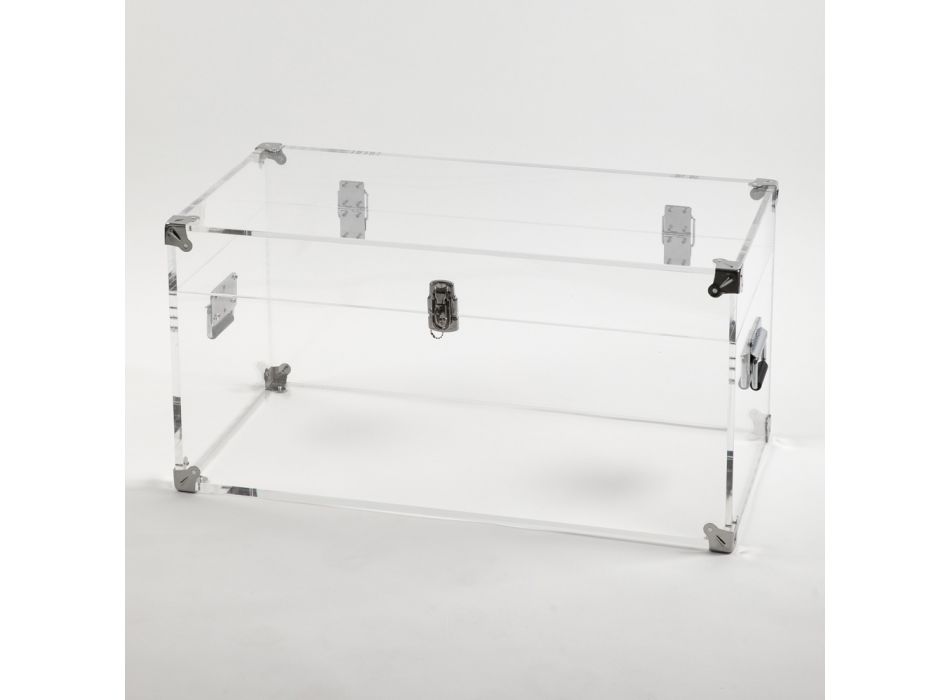 Designstamme i gennemsigtig akrylkrystal og moderne stål - Dante Viadurini