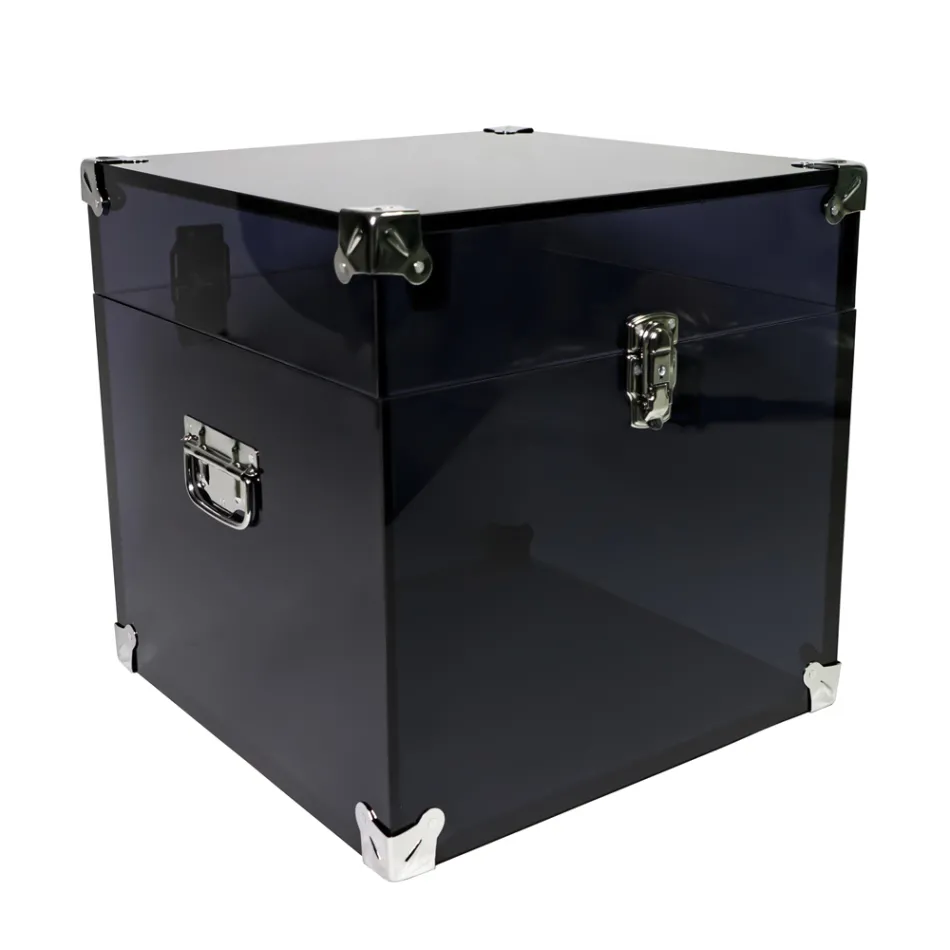 Trunk i gennemsigtig eller røget akrylkrystal og moderne stål - Dante Viadurini