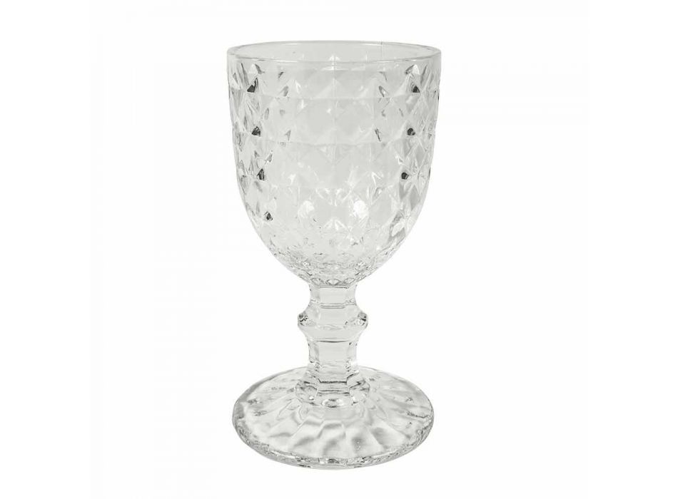 Pokal i gennemsigtigt glas med reliefdekoration 12 stykker - vrede Viadurini
