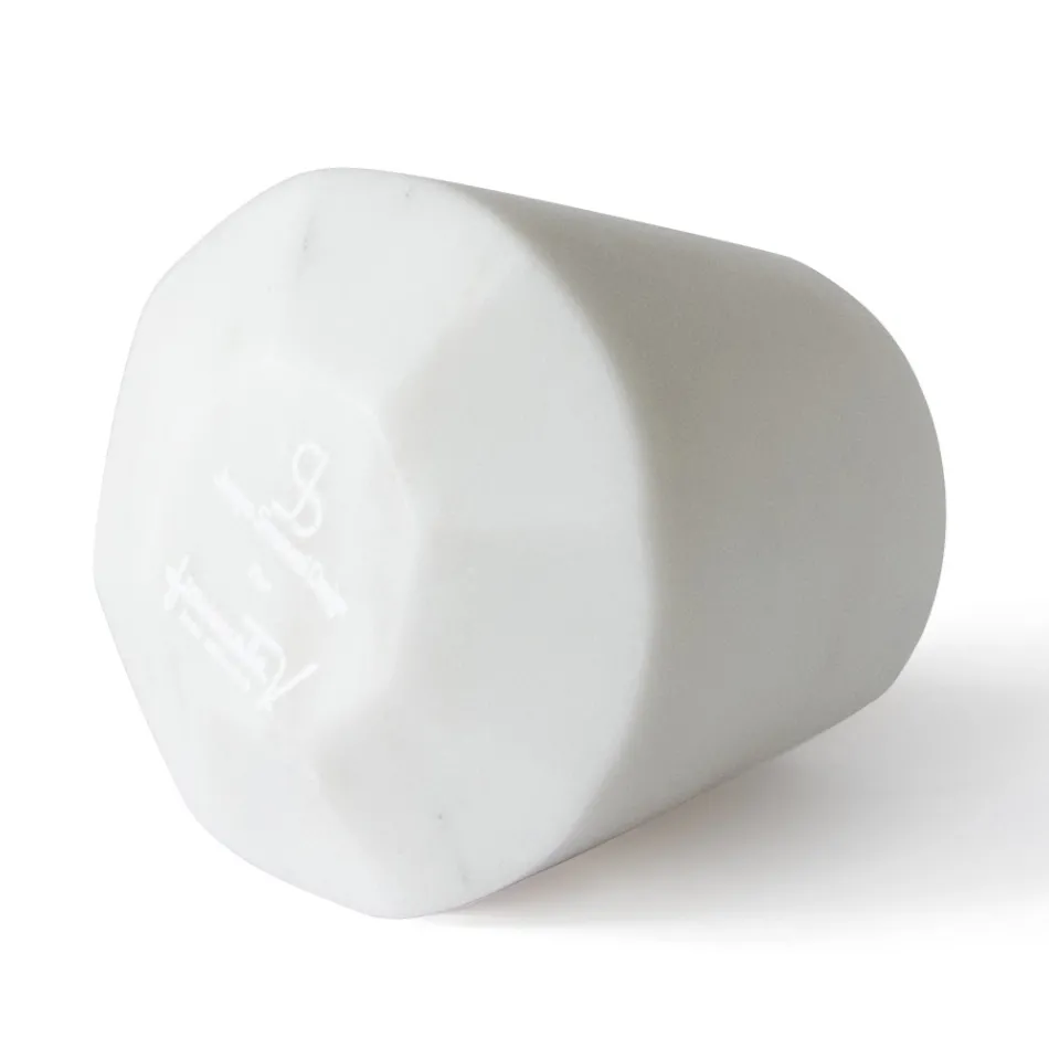 Vandglas i satin hvid Carrara marmor italiensk design - Scaglio Viadurini