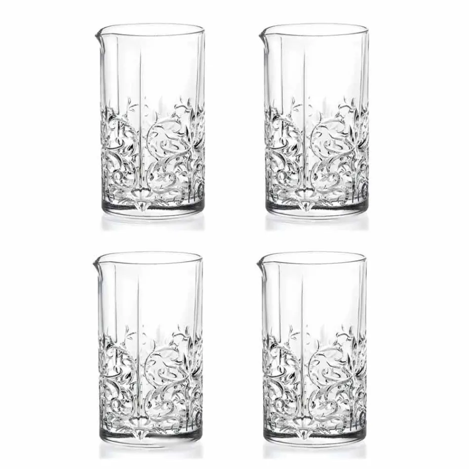 Blandingsglas med excentrisk dekoration Luksusdesign 4 stykker - Destino Viadurini