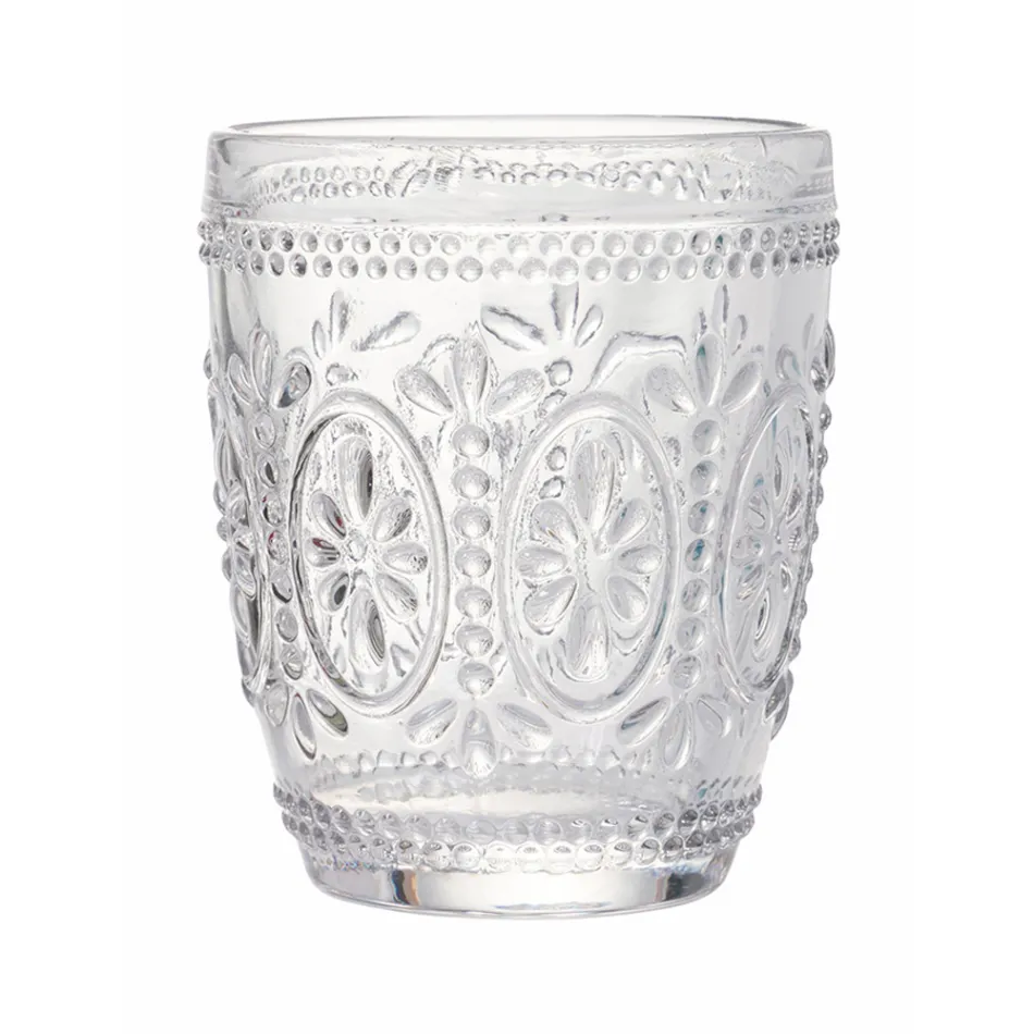 Dekorerede gennemsigtige glas vandglas 12 dele - Palazzo Viadurini