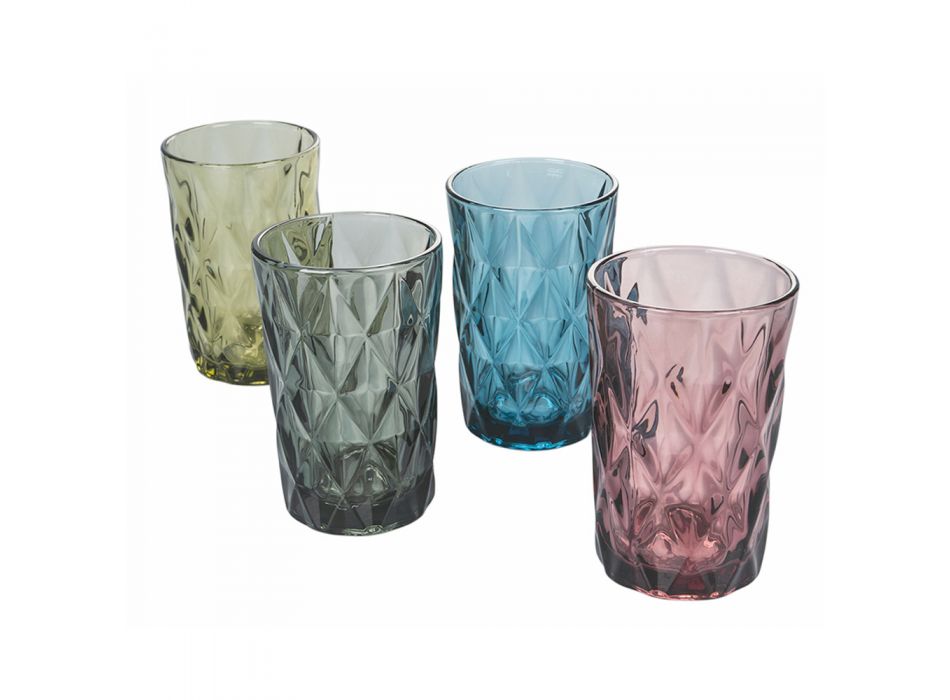 Højt glas i farvet glas til drikkevarer 12 dele - renæssance Viadurini