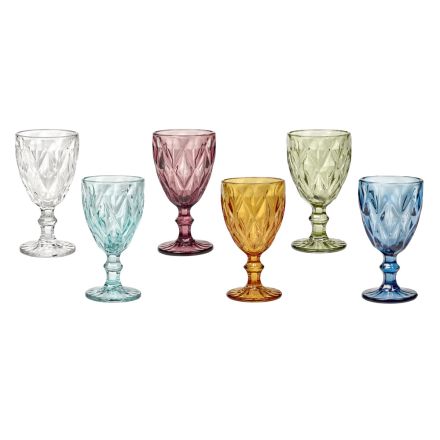 Farvede vinglas i moderne designglas 12 stykker - Timon Viadurini