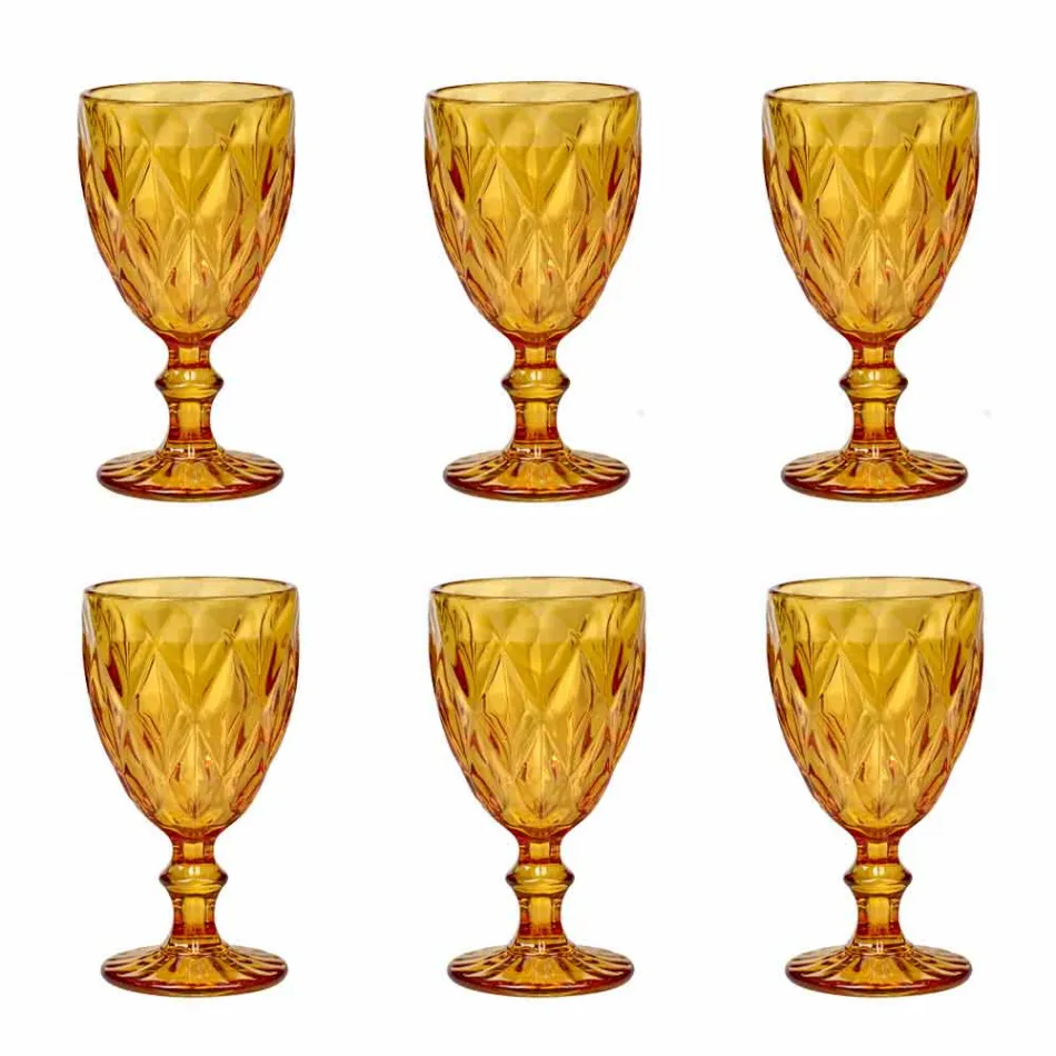 Moderne design glasfarvede vinglas 6 stykker - Timon Viadurini