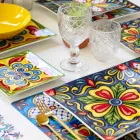 Gennemsigtige glasvandbriller med udskårne dekorationer 12 stykker - Rocca Viadurini