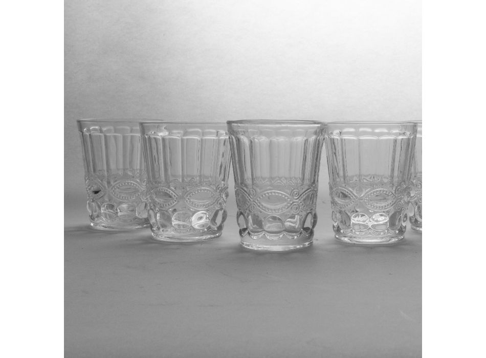Dekorerede gennemsigtige glas vandglas 12 dele - Garbo Viadurini